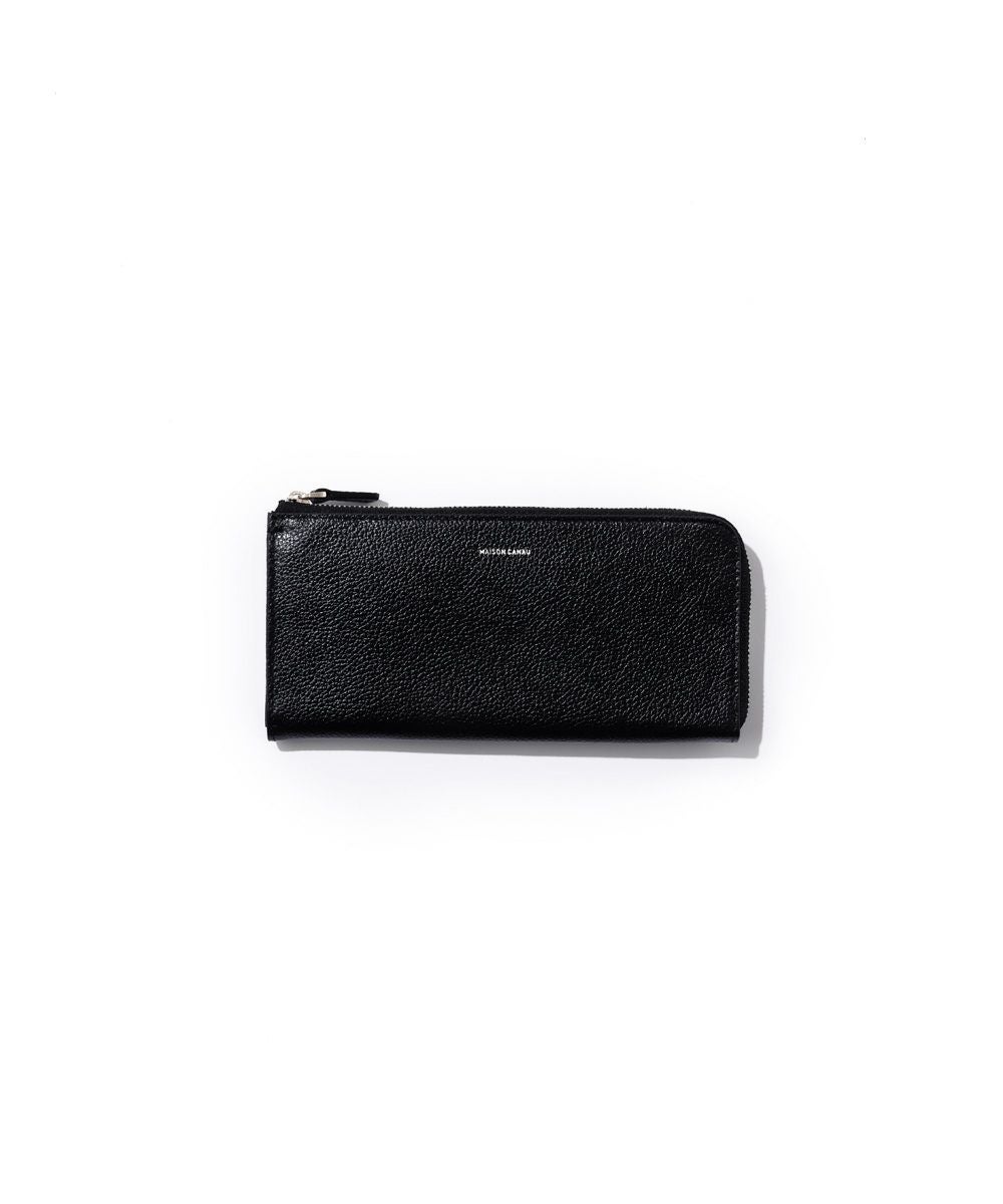 【美品】  MAISON CANAU / メゾンカナウ | CROCO MINI-WALLET / クロコ型押し レザー コンパクト ミニウォレット / 財布 | black | レディース CROCO MINI-WALLET | MAISON CANAU メゾンカナウ 公式サイト