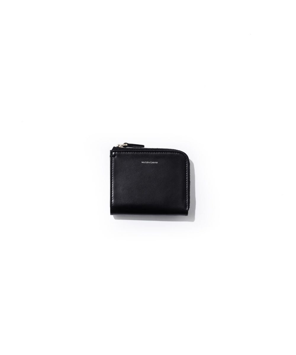 【美品】  MAISON CANAU / メゾンカナウ | CROCO MINI-WALLET / クロコ型押し レザー コンパクト ミニウォレット / 財布 | black | レディース 美品】 MAISON CANAU / メゾンカナウ | CROCO MINI-WALLET / クロコ型
