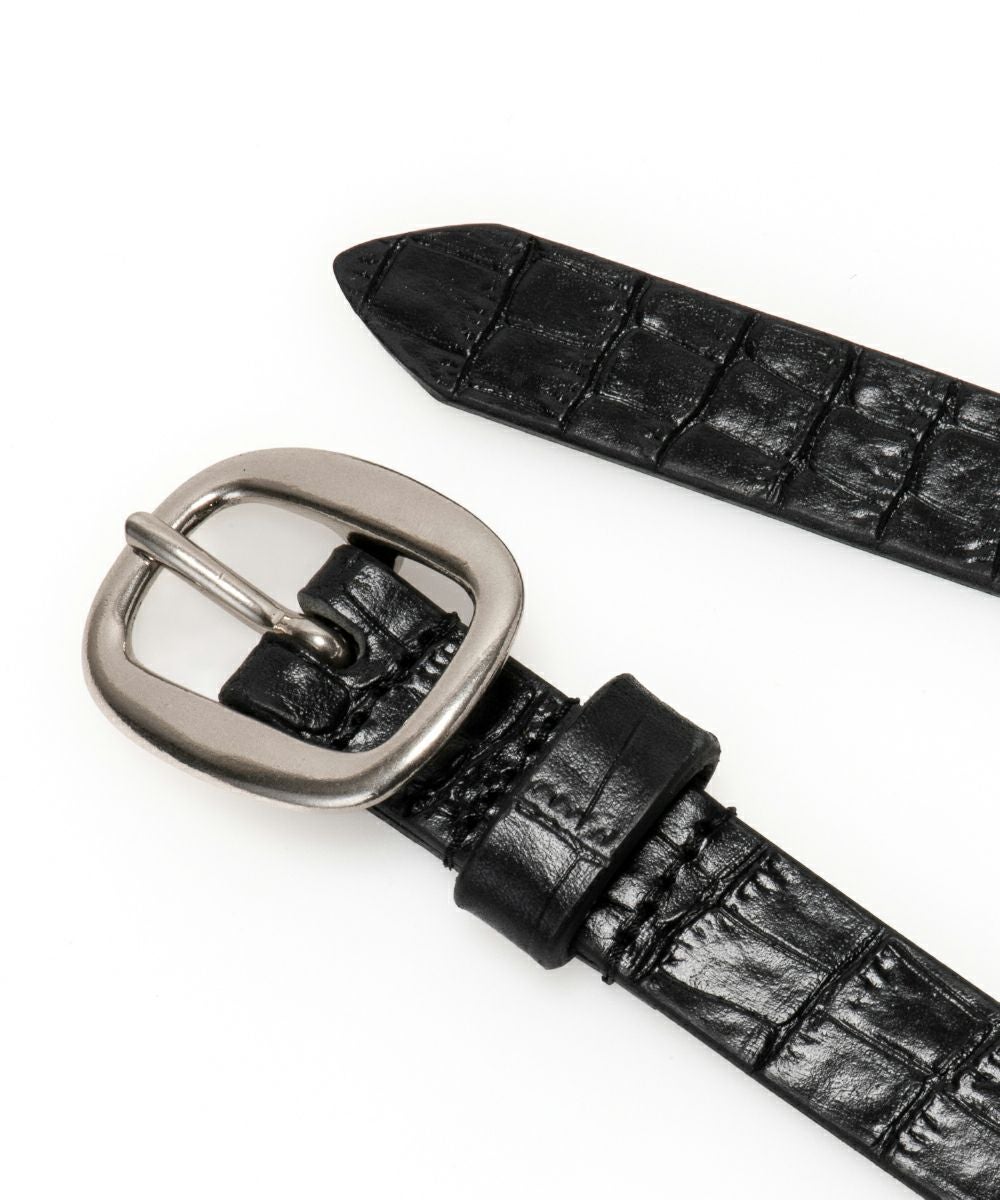 メゾンカナウ★CROCO RECTANGLE L BELT 13MM Crocodile Grey Ratchet Belt 1.5